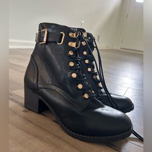 Charlotte Russe Moto Boots Size 8 New Gold Hardware